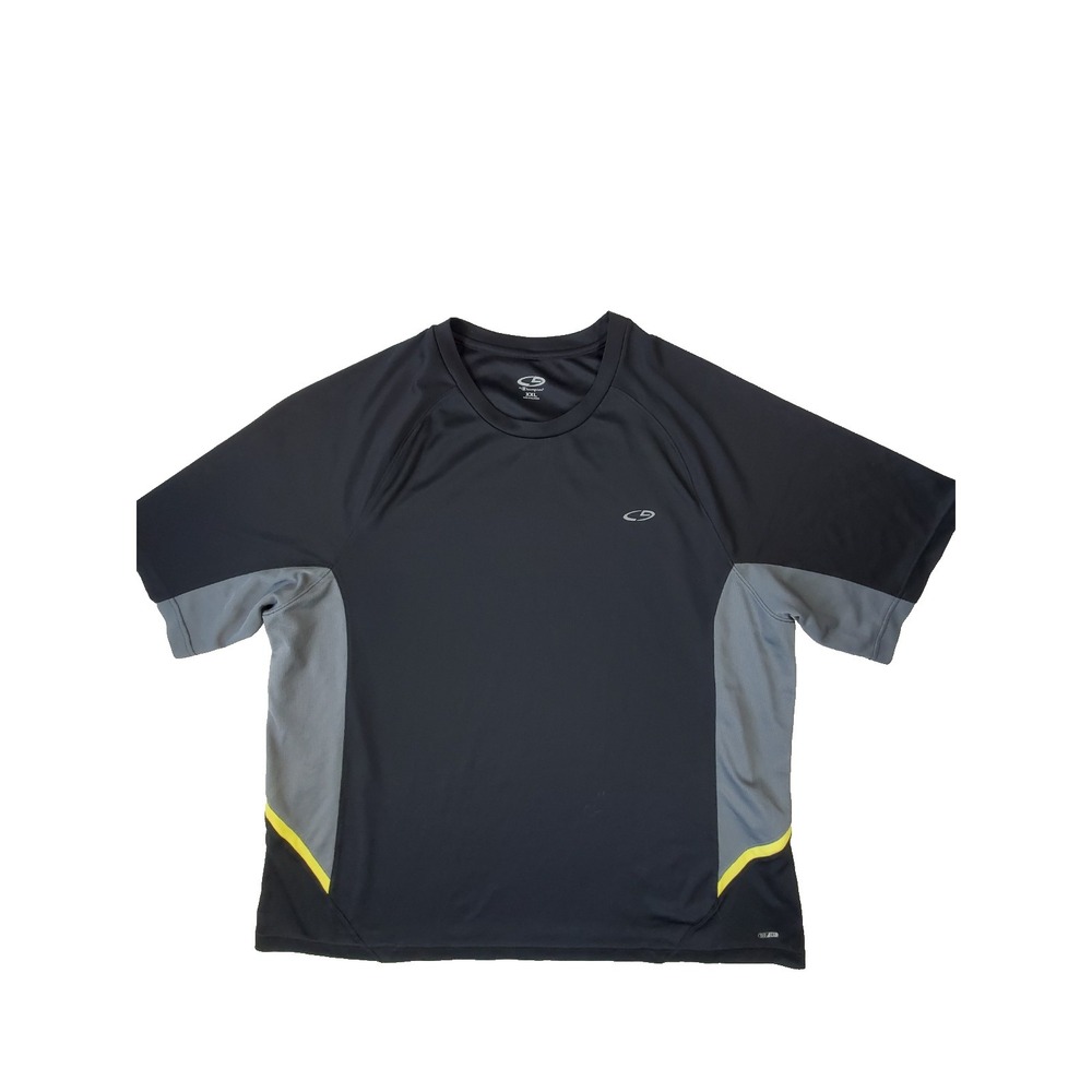 Champion Duo Dry Athletic Shirt Mens XXL Black Gray Short Sleeve Performance Tee